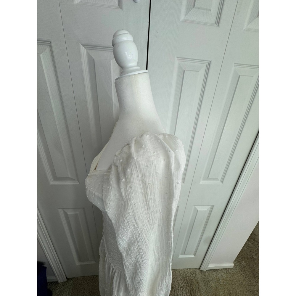 Astr The Label Long Sleeve Twist Bust Dress Women's Small White Puffy Sleeve - Picture 7 of 10
